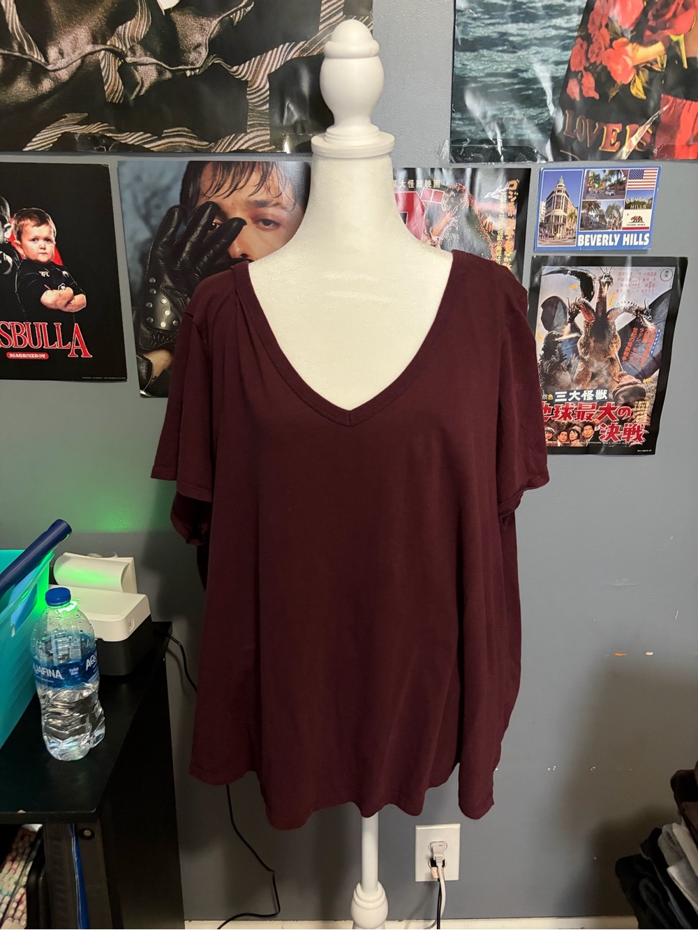 Old Navy Women's V-Neck Short Sleeve Top - Burgundy
